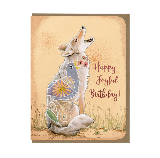 Birthday - Coyote and Bird - Greeting Card