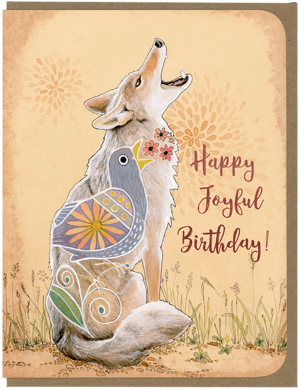 Birthday - Coyote and Bird - Greeting Card