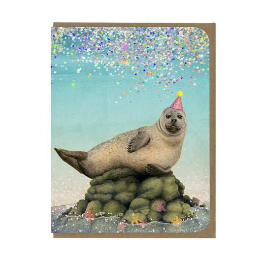 Birthday - Happy Harbor Seal - Greeting Card