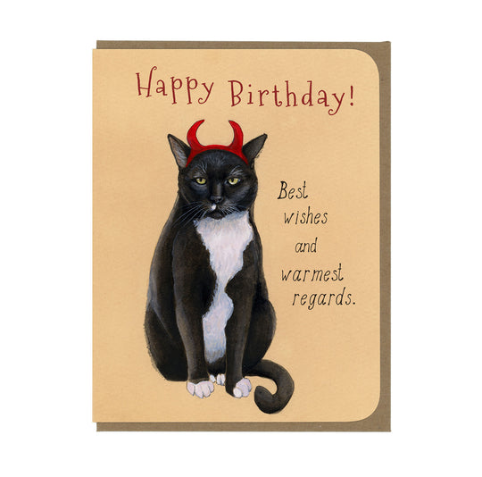 Birthday - Devil Cat - Greeting Card