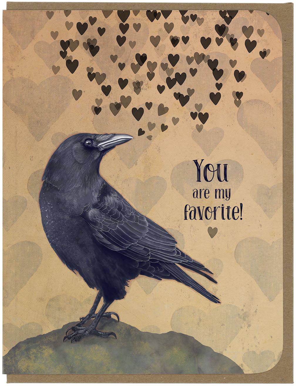 Love - Crow and Hearts - Greeting Card