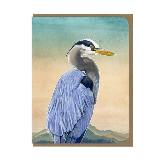 Great Blue Heron & Misty Morning - Greeting Card
