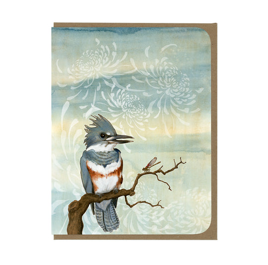 Kingfisher and Chrysanthemum Clouds - Greeting Card