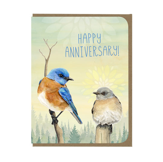 Anniversary - Bluebirds in Love - Greeting Card