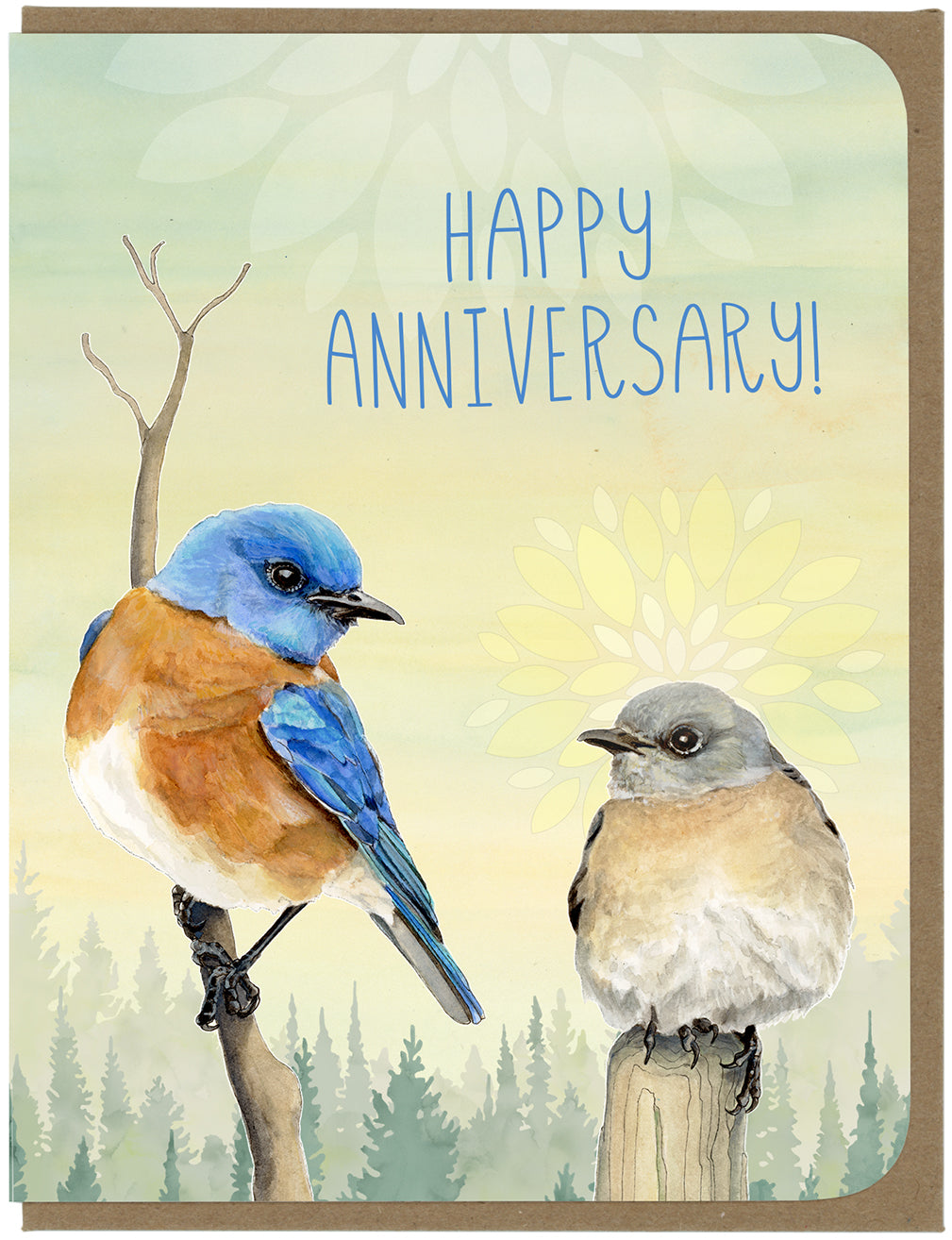 Anniversary - Bluebirds in Love - Greeting Card