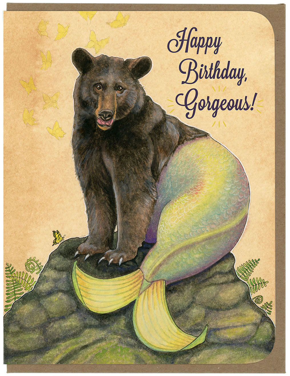Birthday - Bear Mermaid - Greeting Card