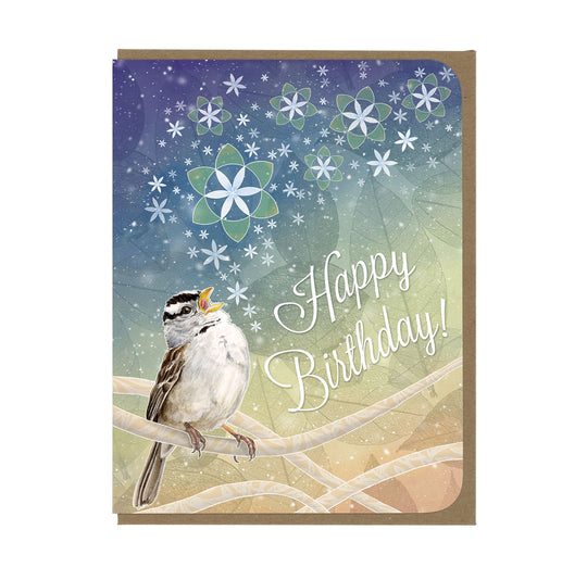 BIRTHDAY - White-Crowned Sparrow - Greeting Card