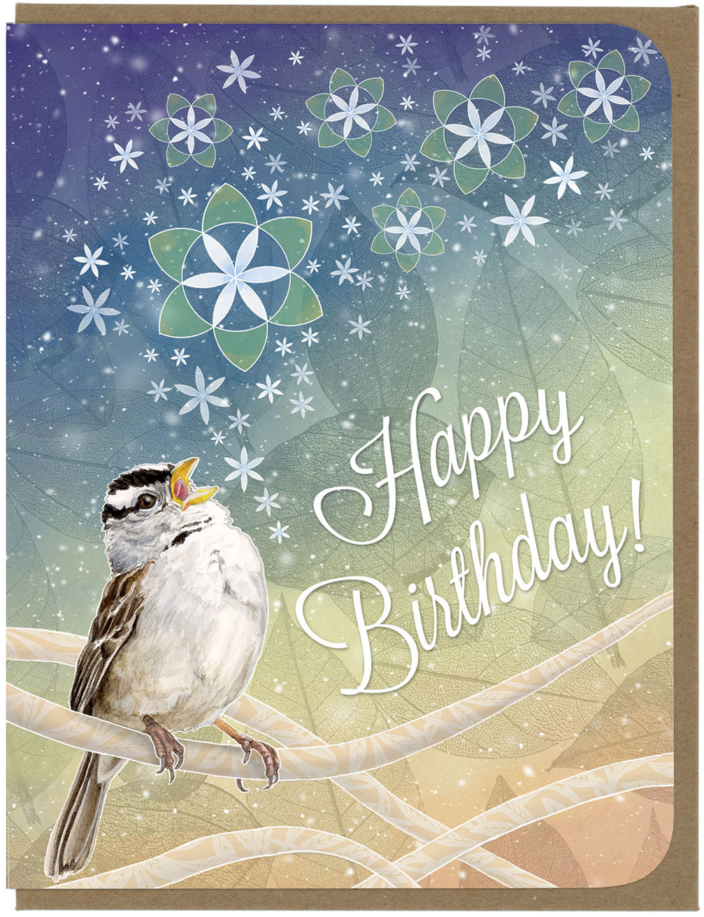 BIRTHDAY - White-Crowned Sparrow - Greeting Card