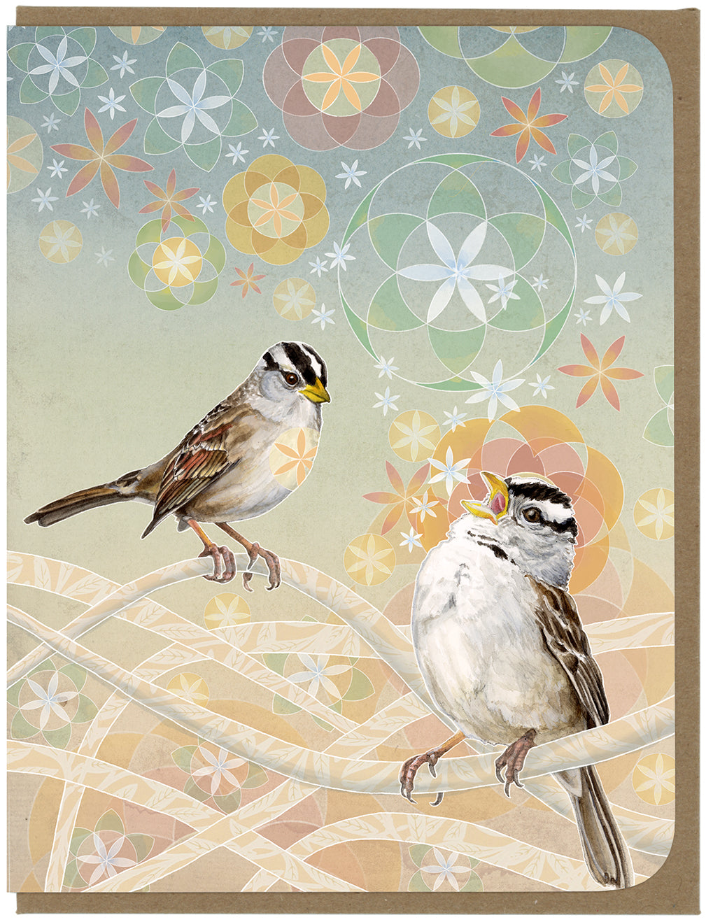 White-crowned Sparrows and Song - Greeting Card