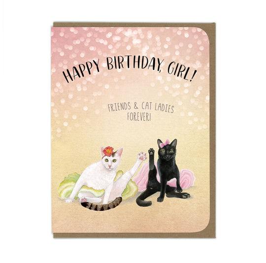 BIRTHDAY - Cat Lady Friends - Greeting Card