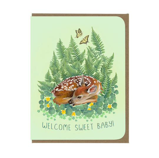 New Baby - Fawn and Ferns - Greeting Card