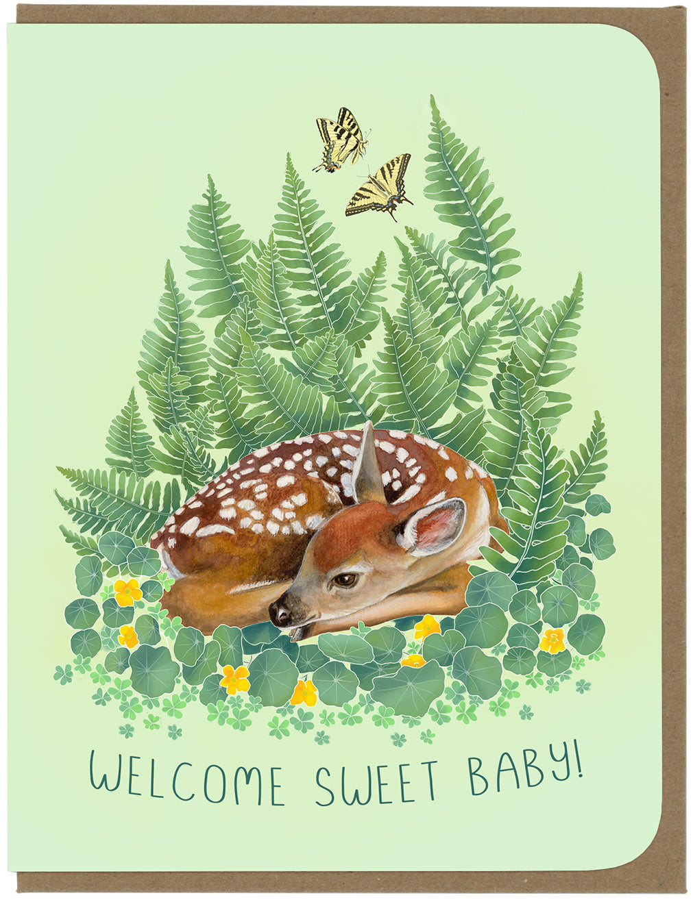 New Baby - Fawn and Ferns - Greeting Card