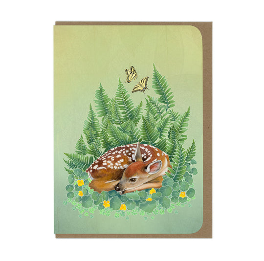 Fawn and Ferns - Baby Deer - Greeting Card