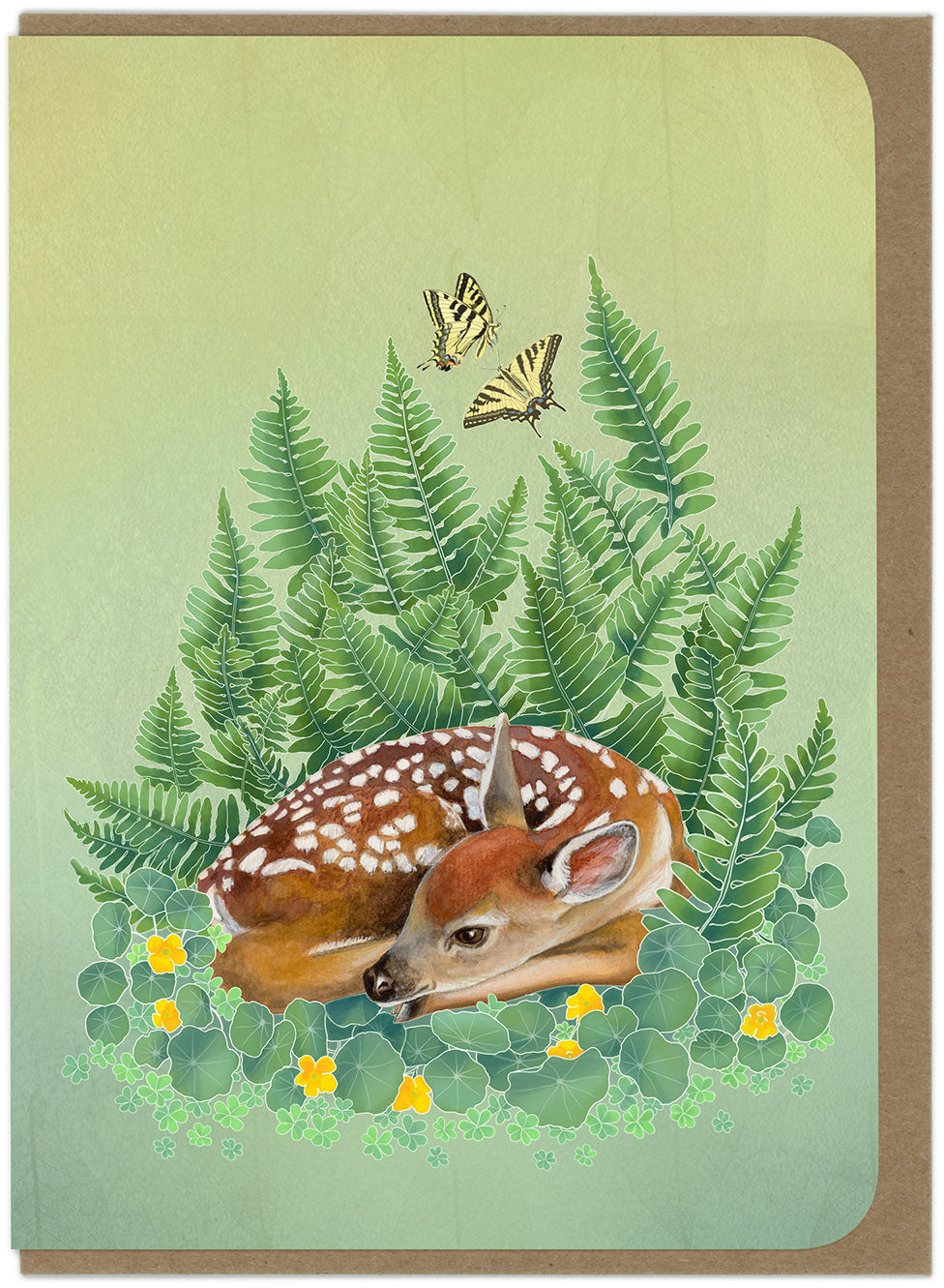 Fawn and Ferns - Baby Deer - Greeting Card