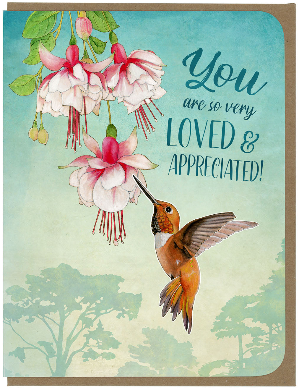 Appreciation - Hummingbird and Flowers - Greeting Card