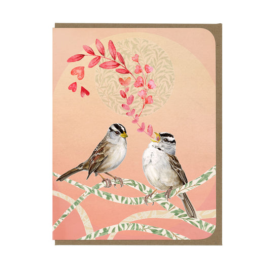 White Crowned Sparrows and Love Song - Greeting Card