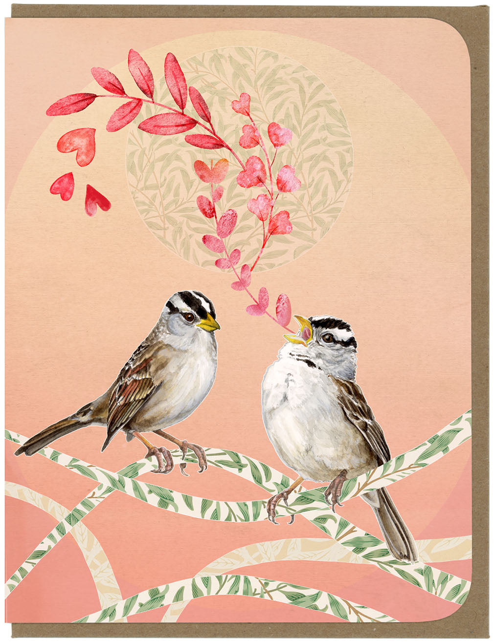 White Crowned Sparrows and Love Song - Greeting Card