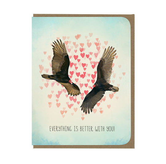 Love - Turkey Vultures and Hearts - Greeting Card
