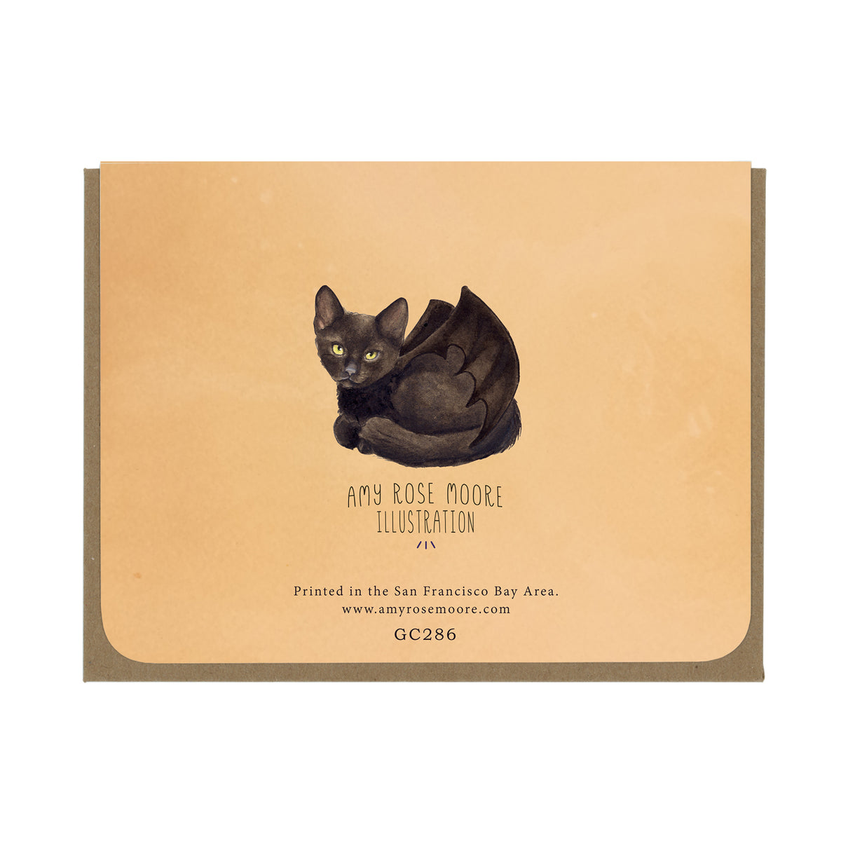 The Pounce - Sneaky Little Bat Kitten - Greeting Card