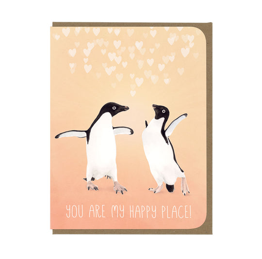 Love - You Are My Happy Place - Penguins - Greeting Card