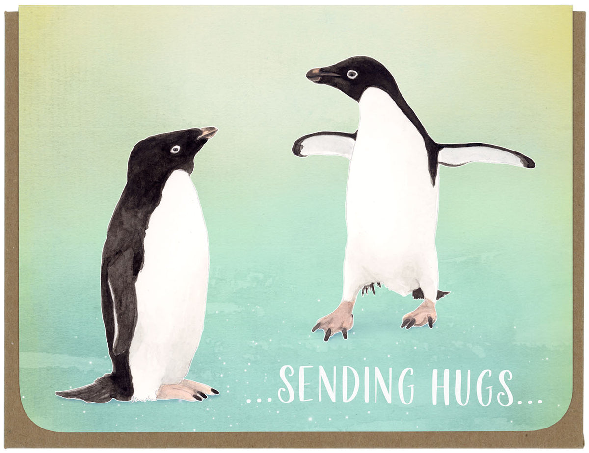 Encouragement - Penguin Hugs - Greeting Card