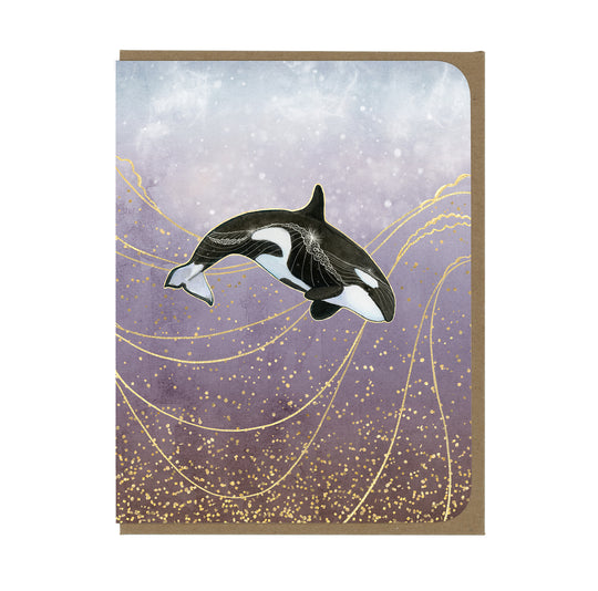 Winter Scene - Orca Whale - Greeting Card