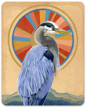 Heron and Sun - Sticker