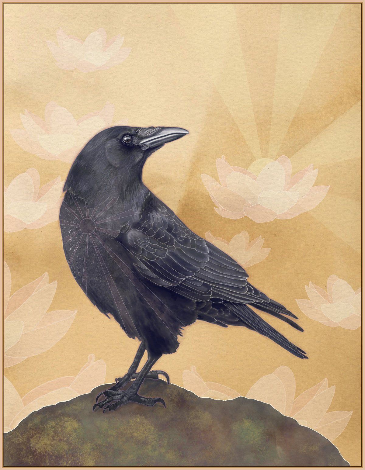 Crow and Lotus Print