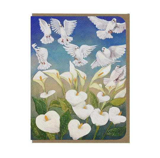 Doves and Calla Lilies - Greeting Card