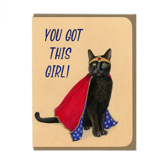 Encouragement - Super Hero Wonder Kitty - Greeting Card