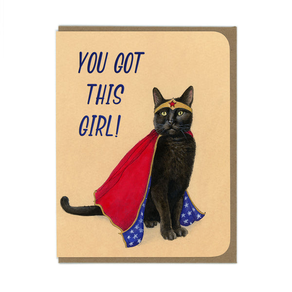 Encouragement - Super Hero Wonder Kitty - Greeting Card