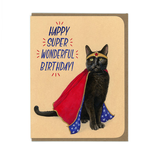 Birthday - Wonder Kitty - Greeting Card
