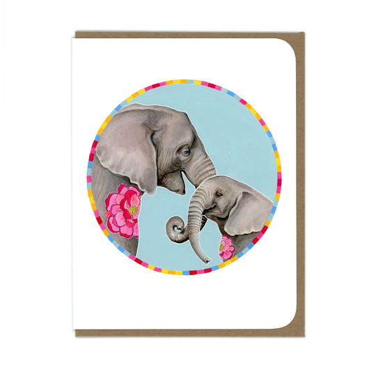 Elephant Mama and Baby  - Greeting Card