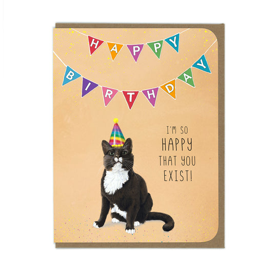 Birthday - Happy You Exist Cat - Greeting Card