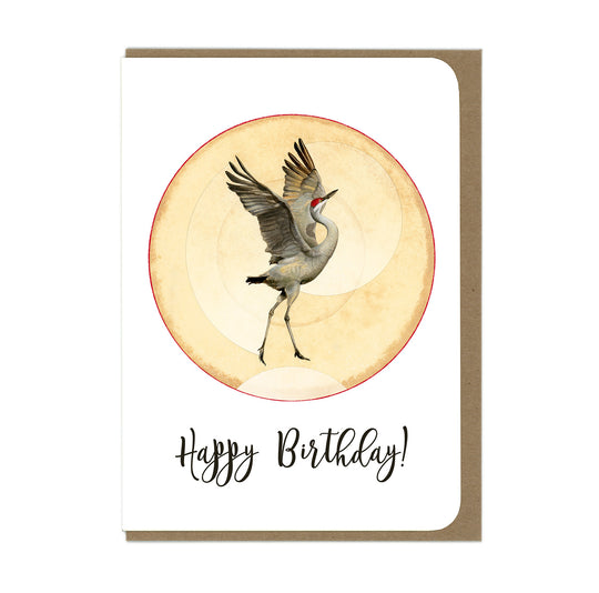 BIRTHDAY - Dancing Sandhill Crane - Greeting Card