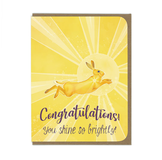 Congratulations Card - Yellow Rabbit - Greeting Card