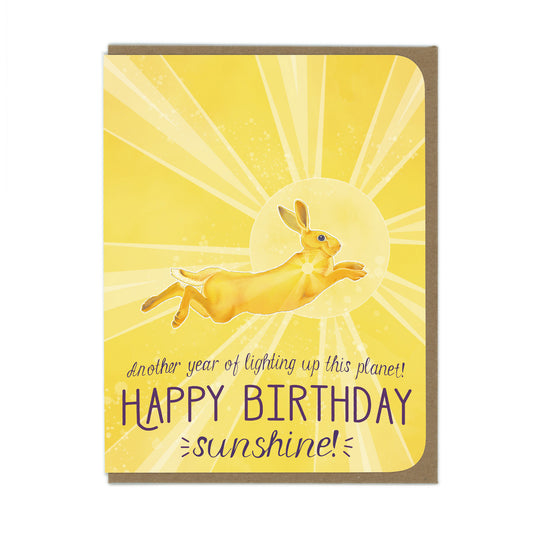 BIRTHDAY Yellow Bunny Rabbit - Greeting Card
