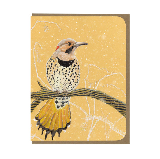 Winter Scene - Northern Flicker - Greeting Card