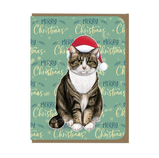 HOLIDAY - Grompy Santa Cat - Greeting Card