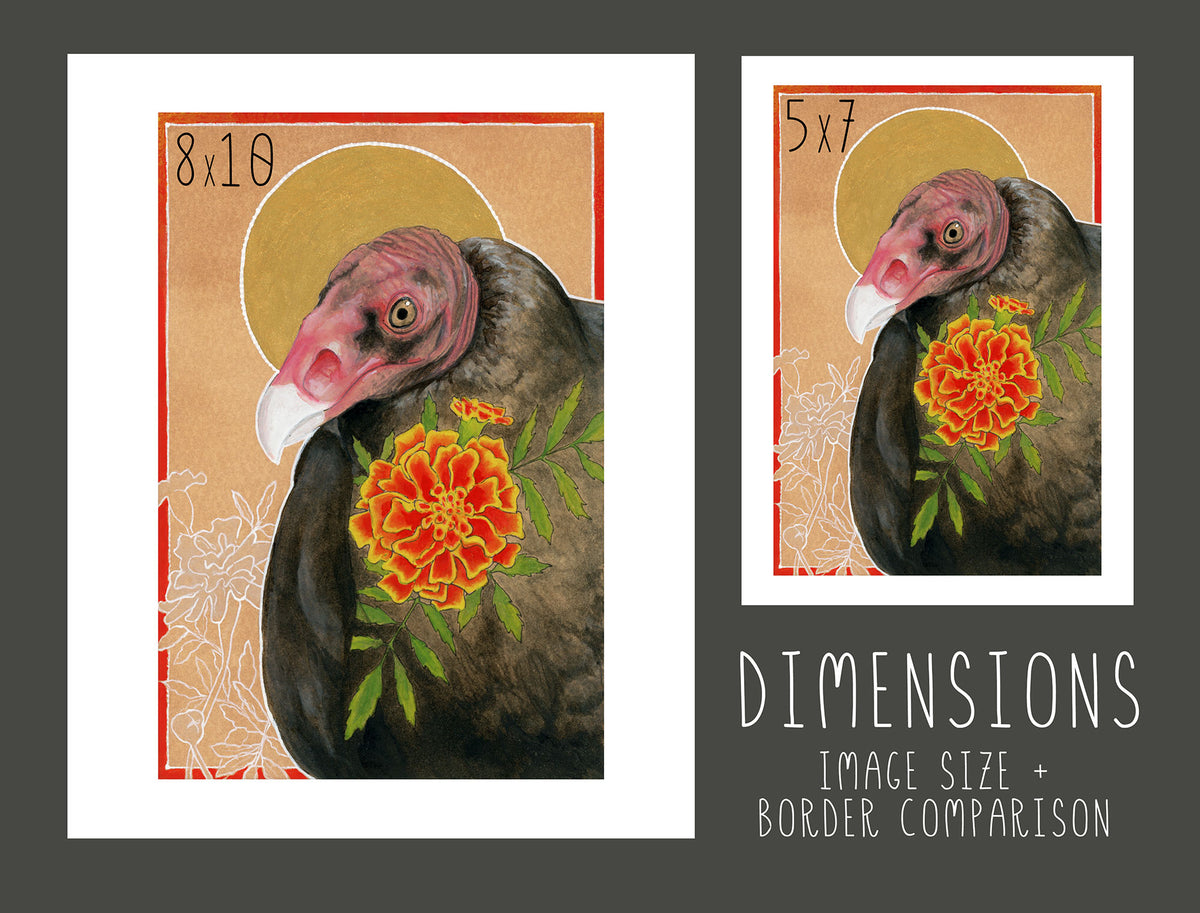 Turkey Vulture and Flower Print