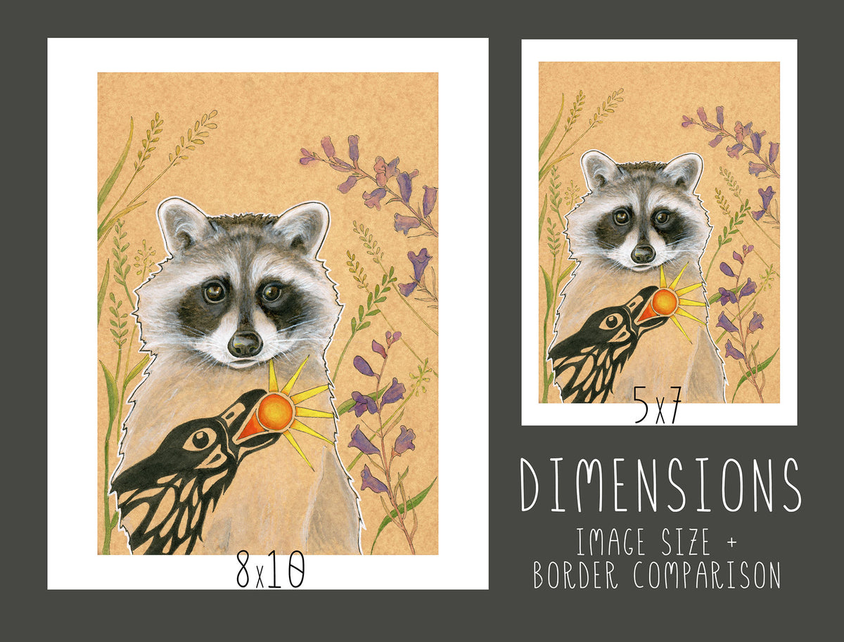 Raccoon and Raven Print
