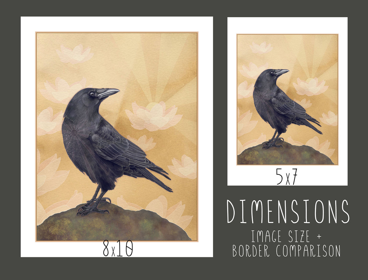 Crow and Lotus Print