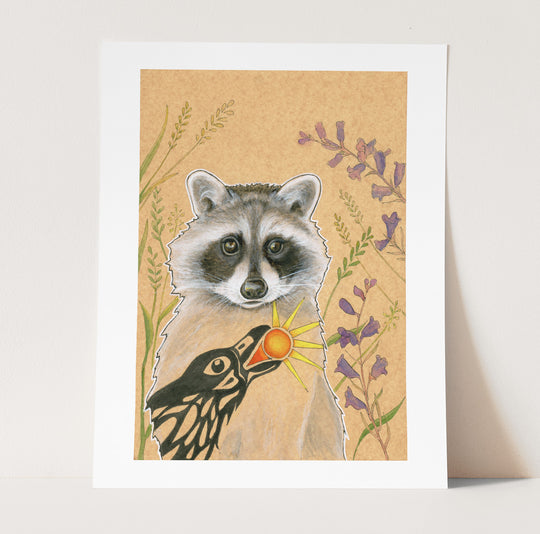 Raccoon and Raven Print