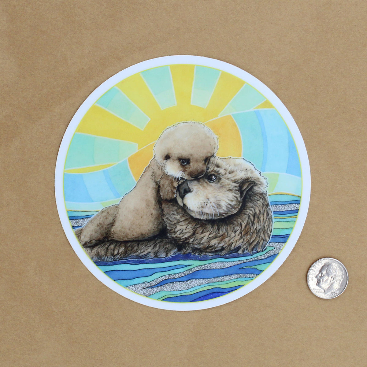Mama Sea Otter and Baby - Sticker