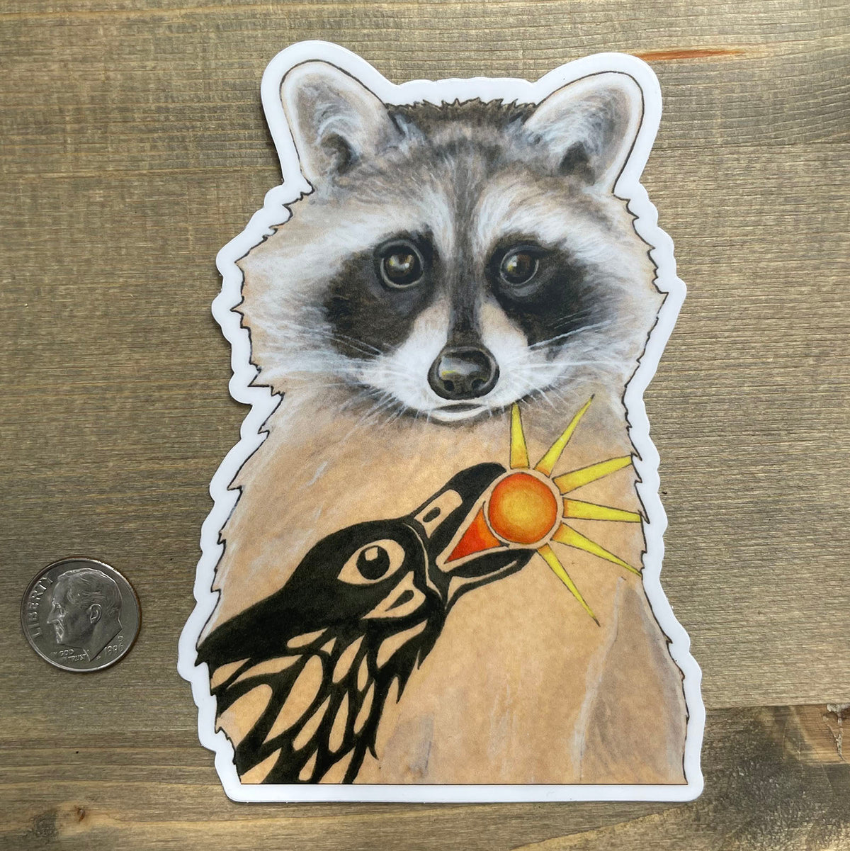 Raccoon and Raven Sticker - Wholesale