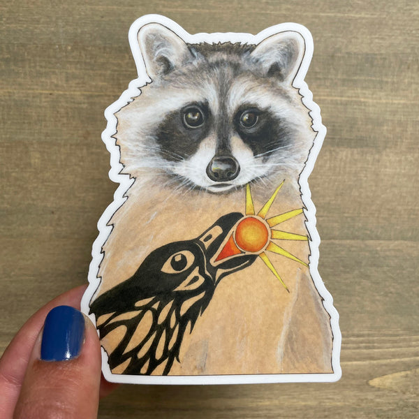Raccoon and Raven - Sticker