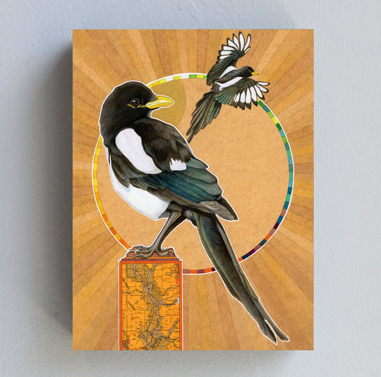 Yellow-billed Magpie - Wood Panel Print