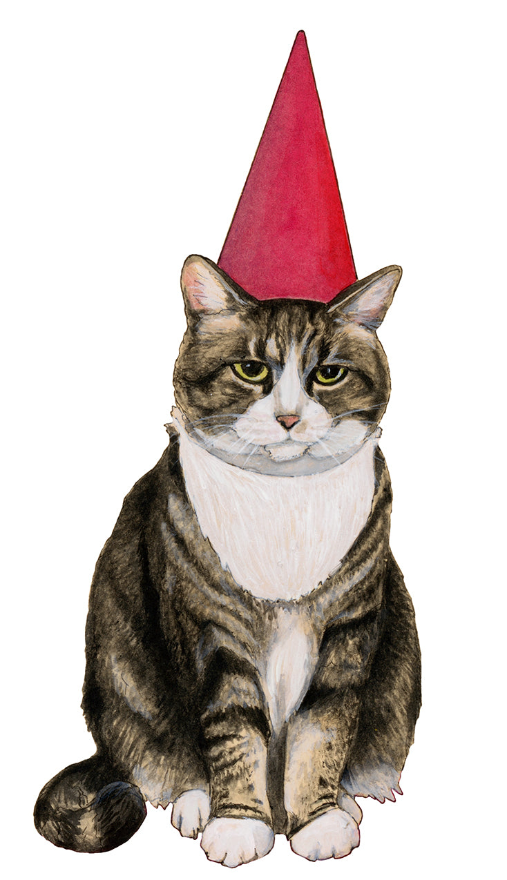 Garden Gnome Cat Print