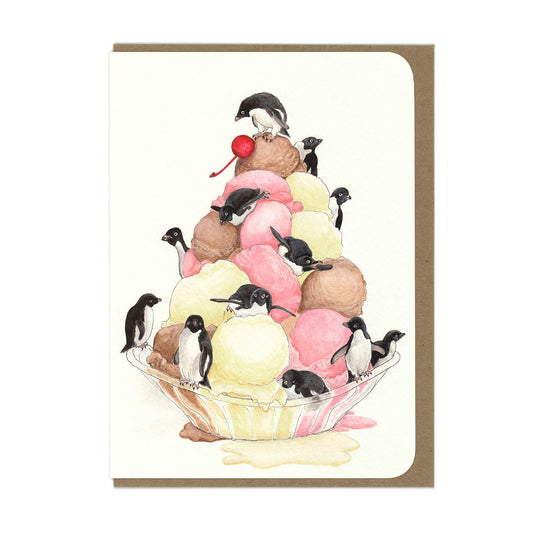 BIRTHDAY Penguin Sundae - Greeting Card