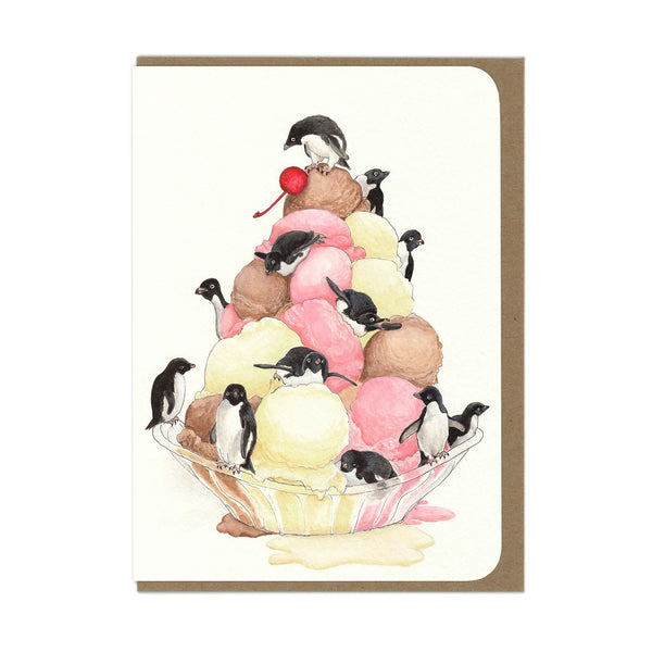 BIRTHDAY Penguin Sundae - Greeting Card